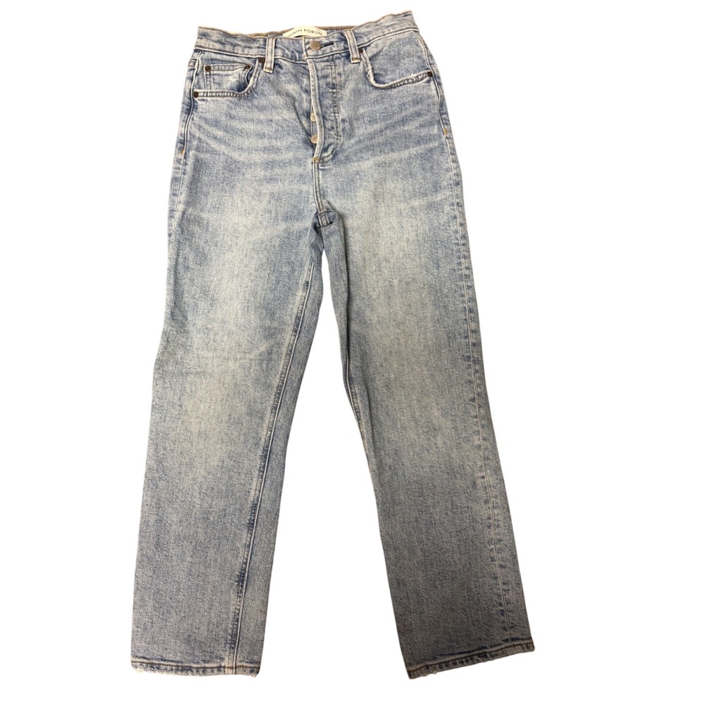 NOT FOR SALE Denim Forum The Arlo High Rise Straight Jeans Light Wash Blue 26L